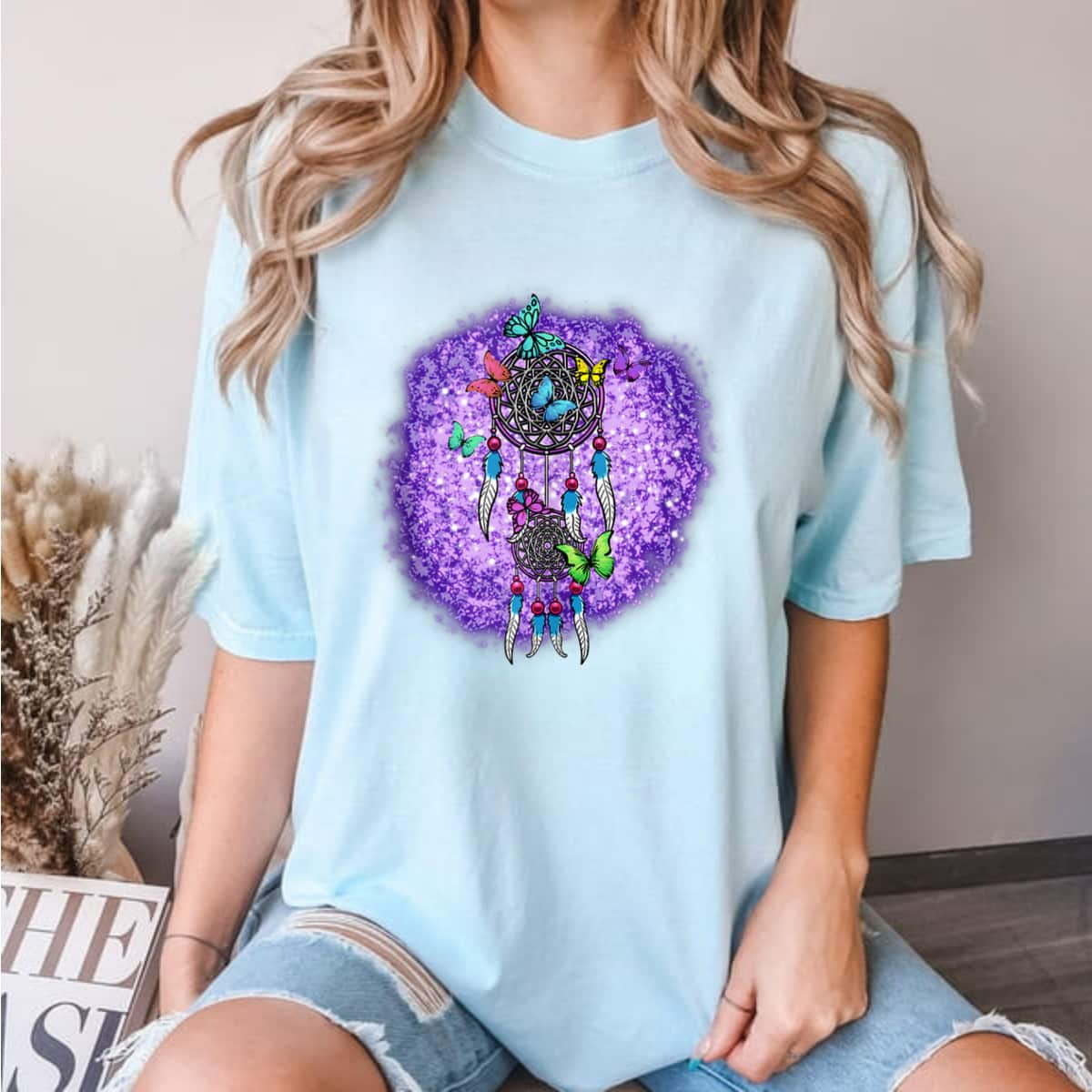 Dream Catcher Butterflies Net Beads Feather T-Shirt