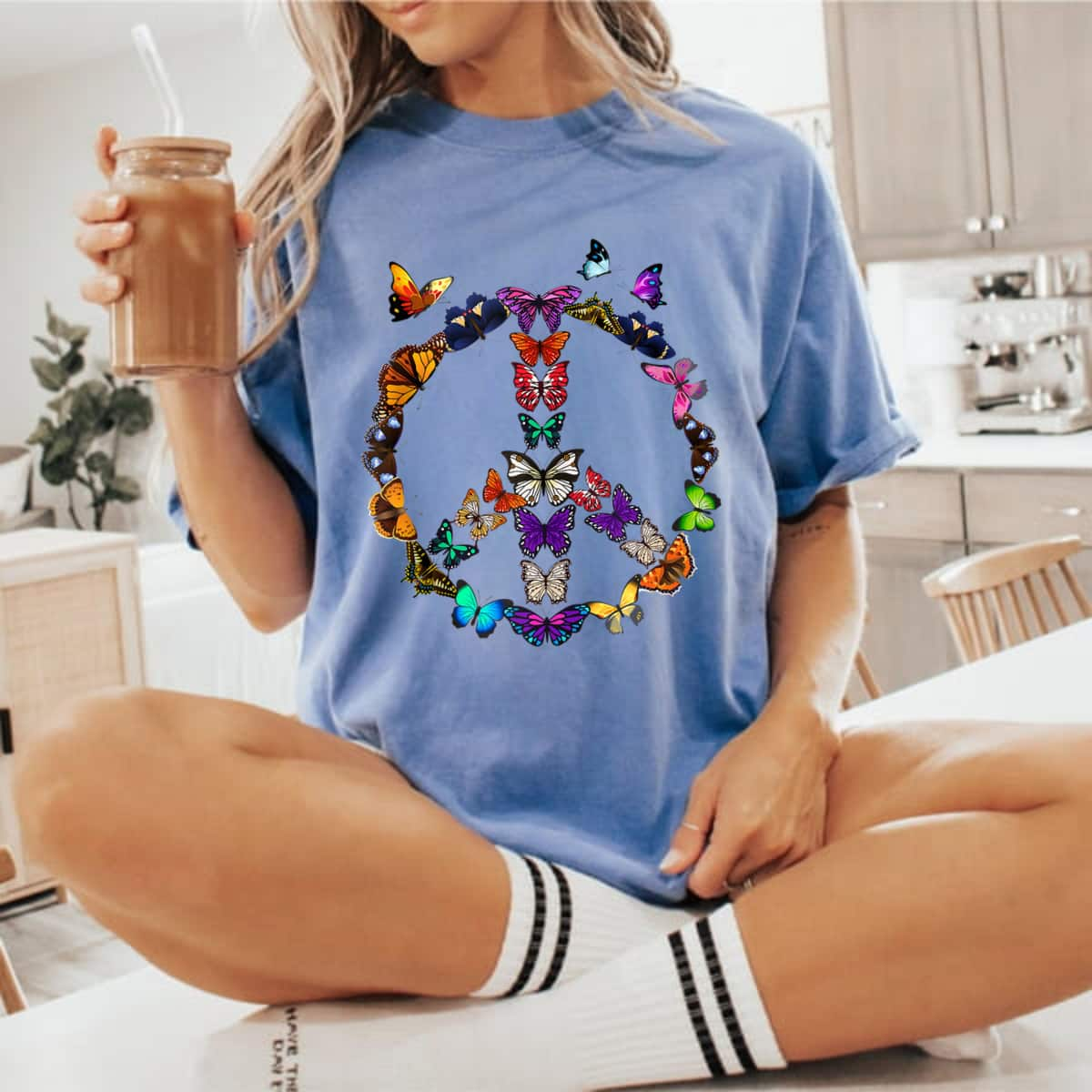 Peace Sign With Butterflies T-Shirt