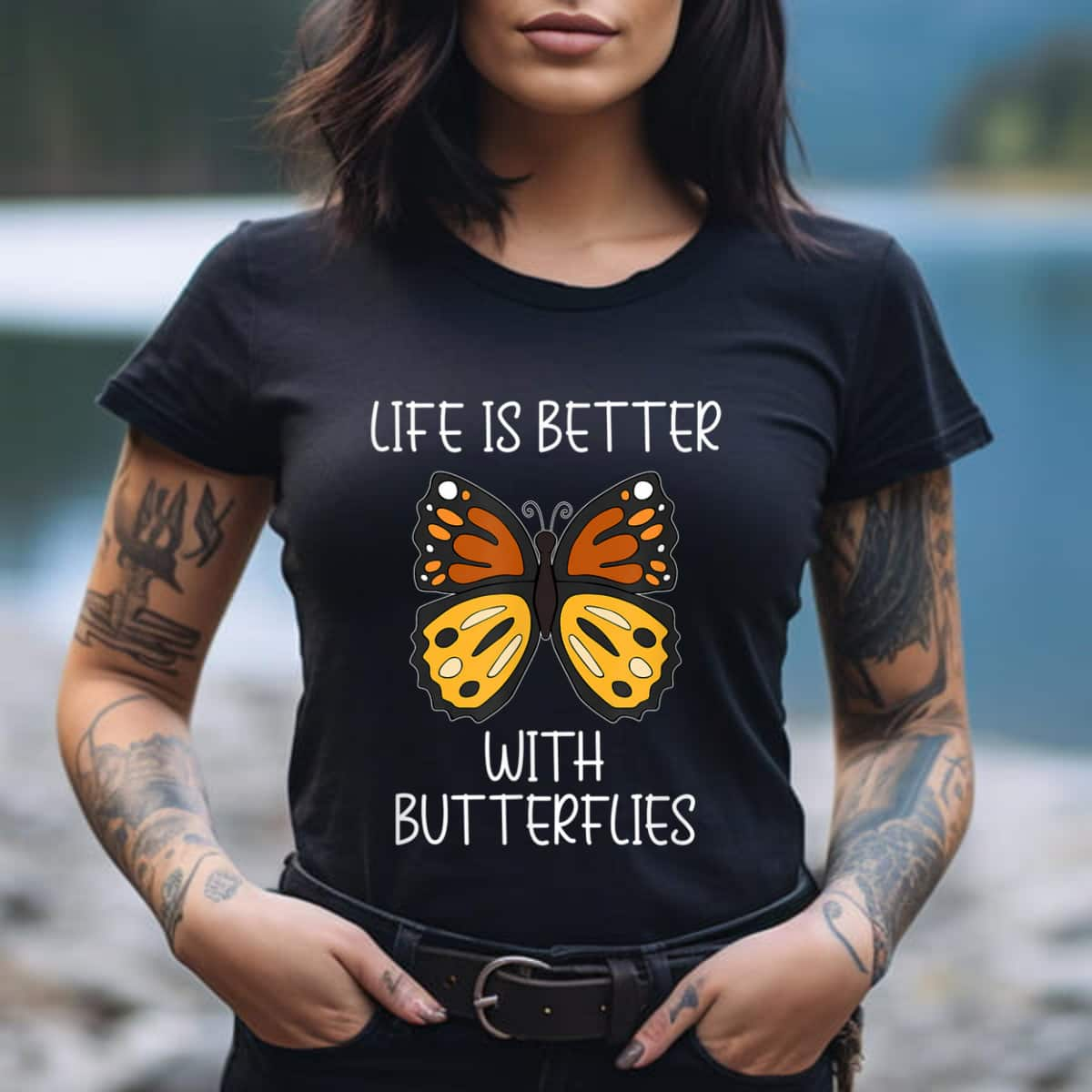 Nature Botanic Wilderness Life With Butterflies T-Shirt