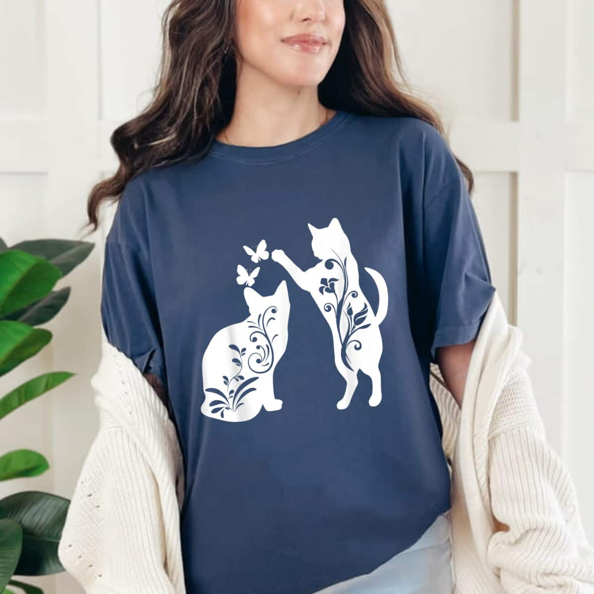 Cute Cat Butterflies T-Shirt