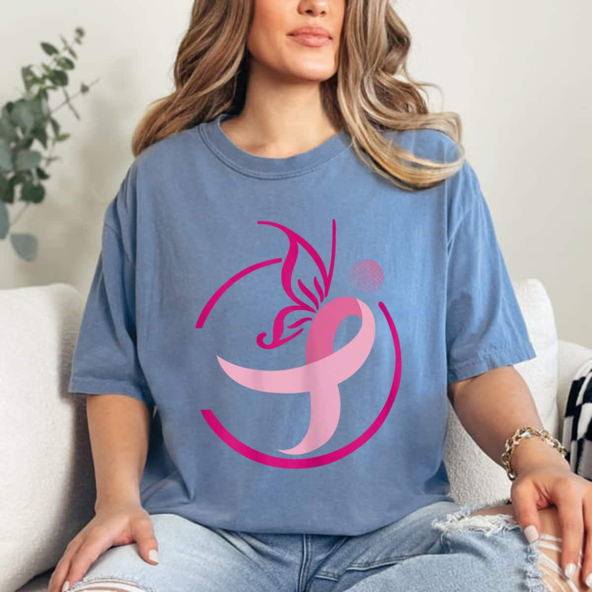 Pink Ribbon Butterflies Breast Cancer T-Shirt