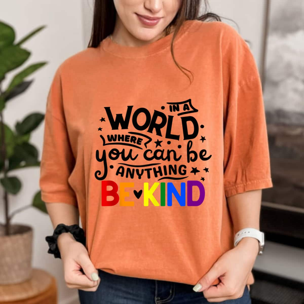 Star Colorful Be Kind Letters T-Shirt