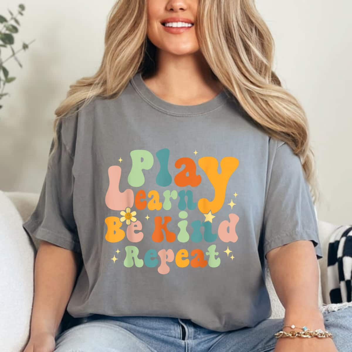 Play Learn Be Kind Repeat Flower T-Shirt