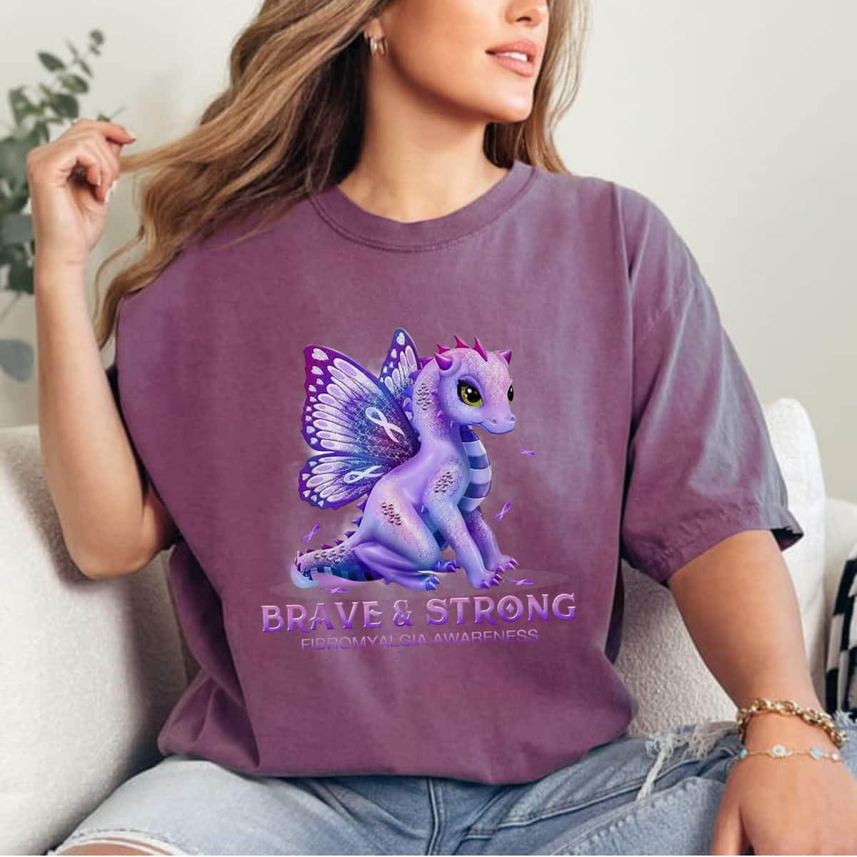 Be Brave & Strong Fibromyalgia Awareness T-Shirt