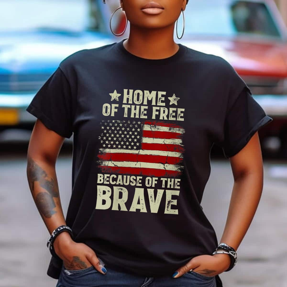 Because Of Be Brave Home Of The Free T-Shirt