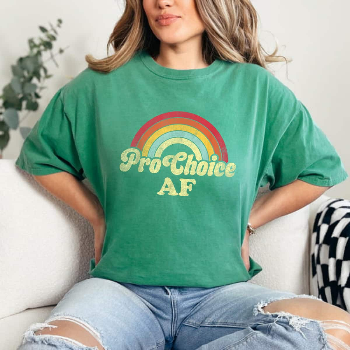 Rainbow Pro Choice AF Retro Vintage Feminist AF T-Shirt