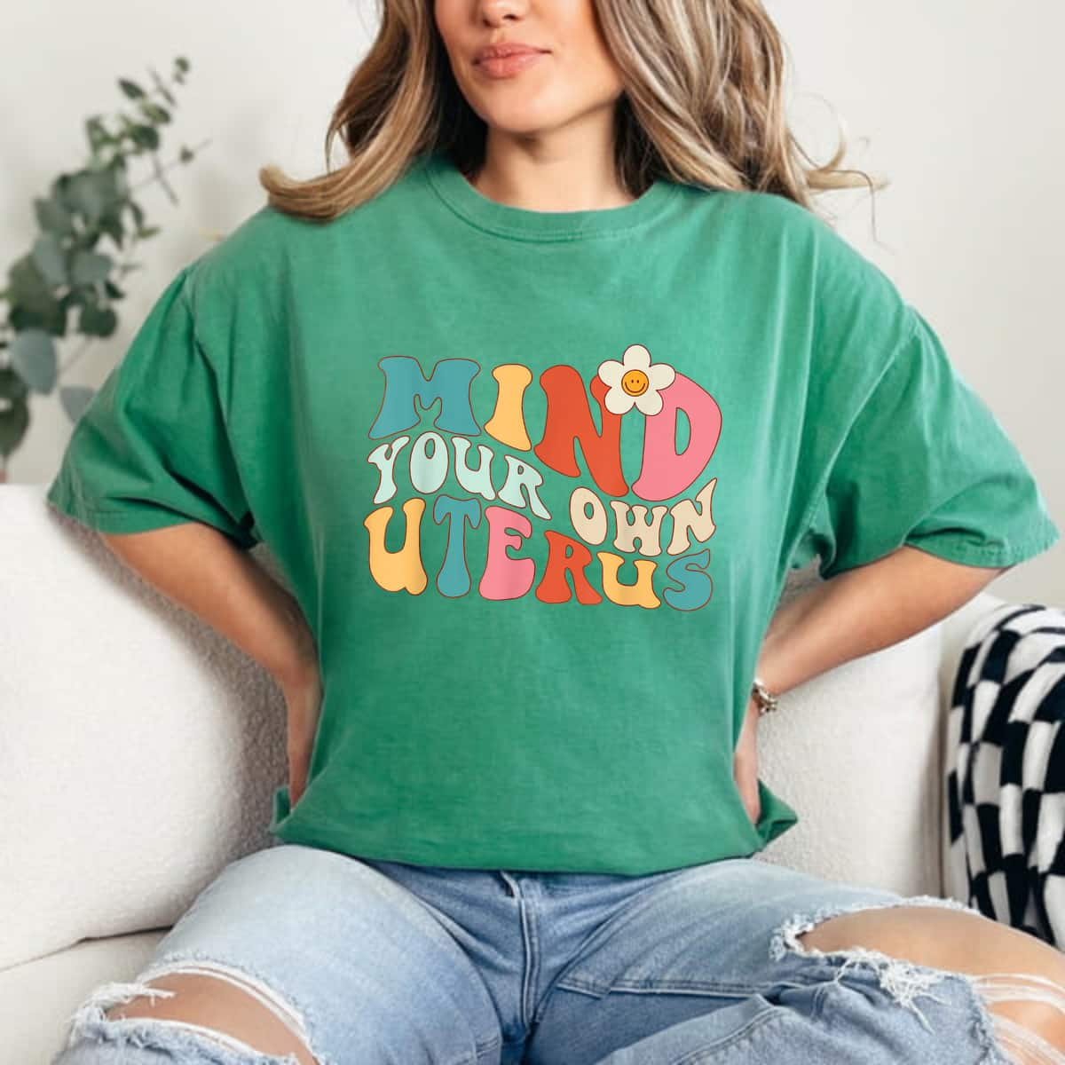 Mind Your Own Uterus Daisy Flower My Body My Choice T-Shirt