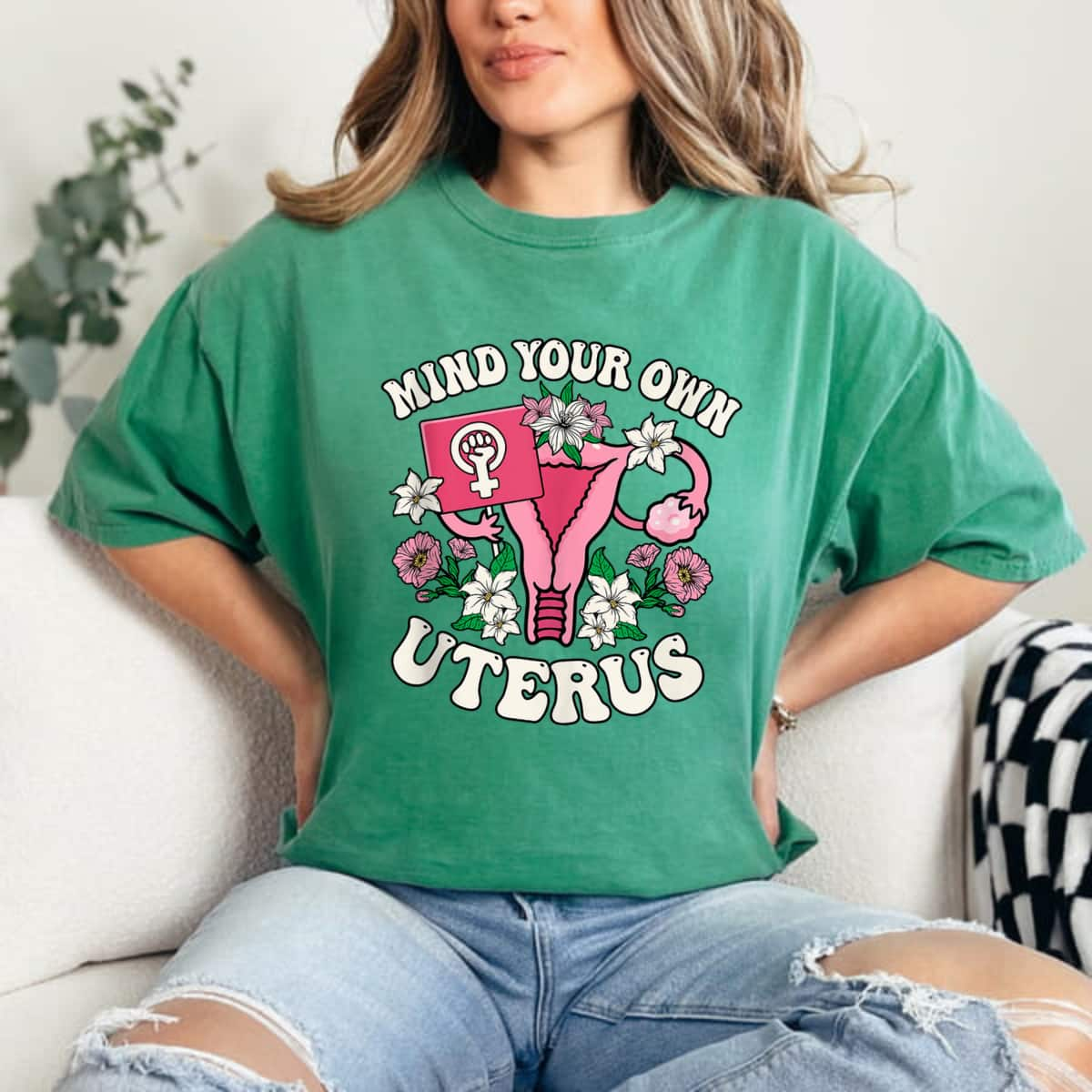 Mind Your Own Uterus Special Flowers T-Shirt