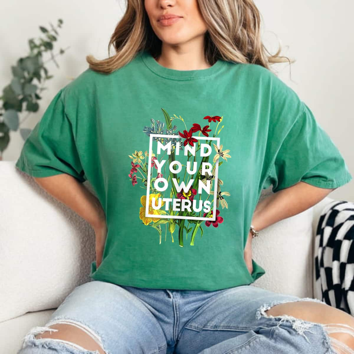 Spring Blossom Mind Your Own Uterus T-Shirt