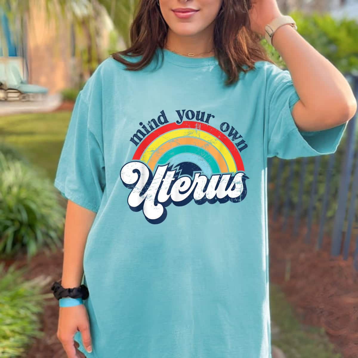 Mind Your Own Uterus Colorful Rainbow T-Shirt