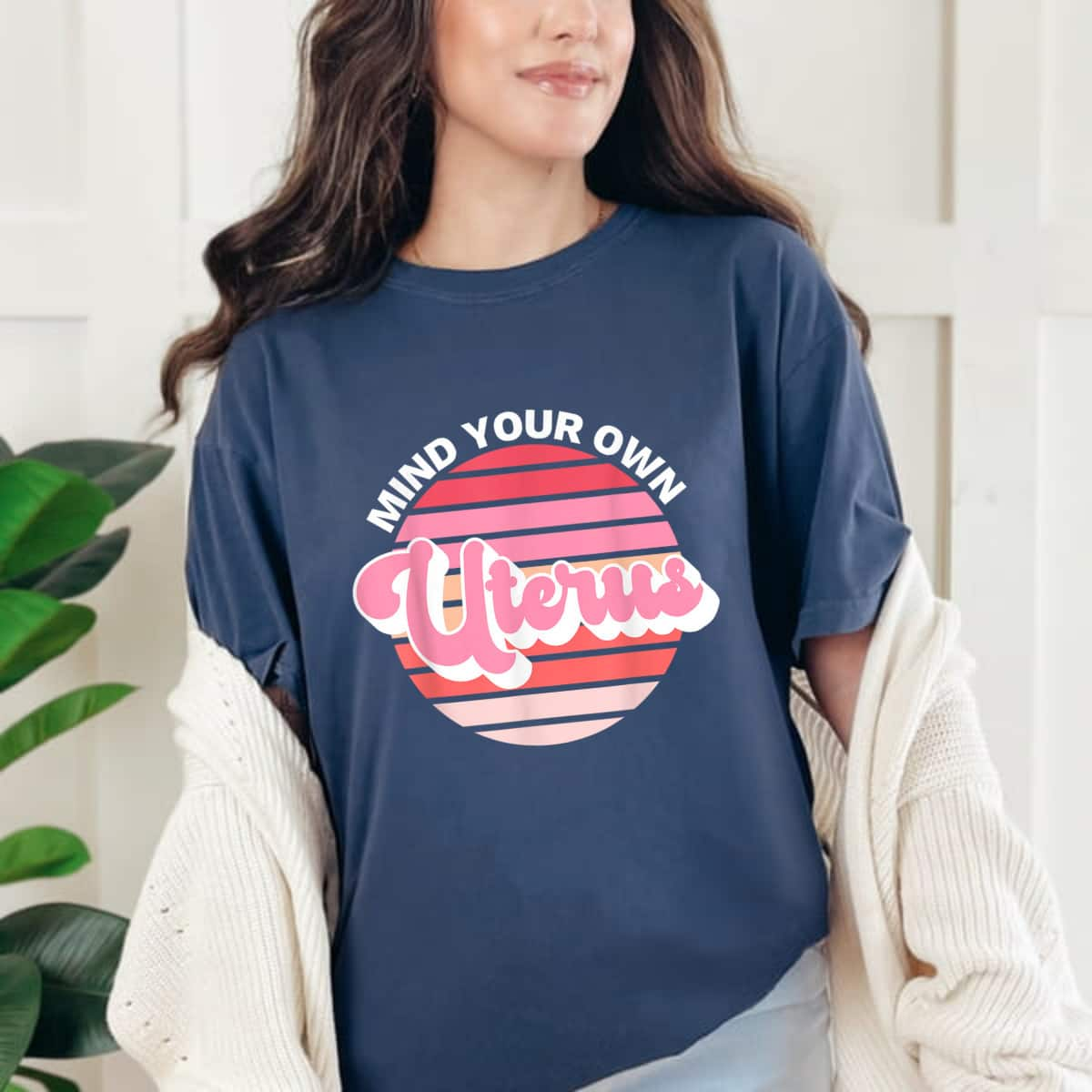 Pink Circle Mind Your Own Uterus Womens Rights T-Shirt