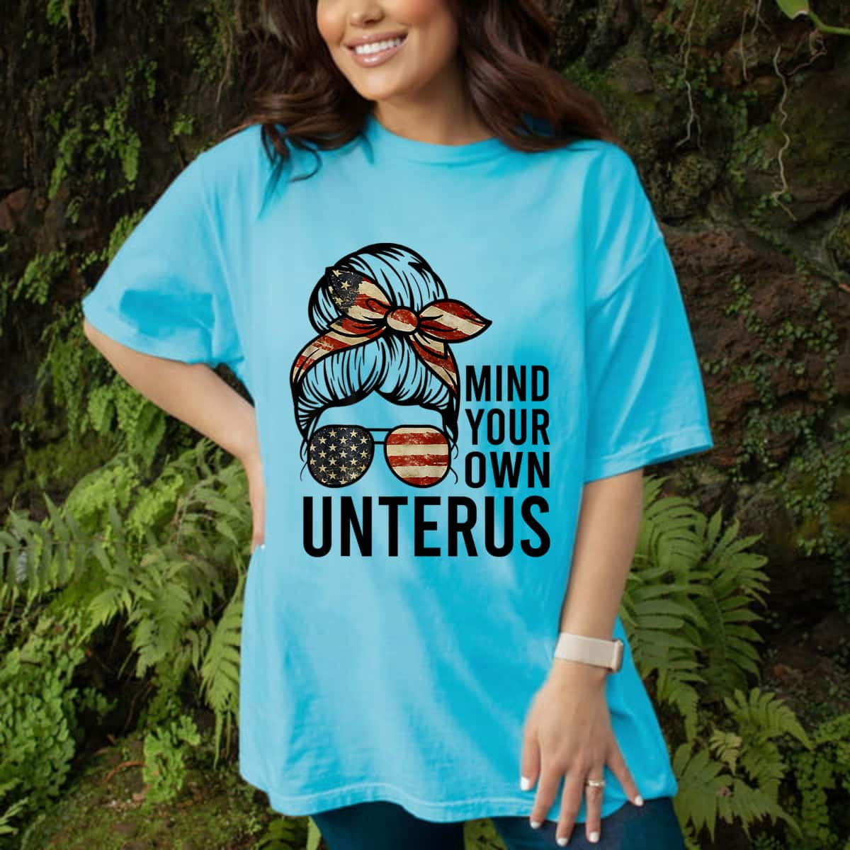 USA Flag Cool Girl Mind Your Own Uterus T-Shirt