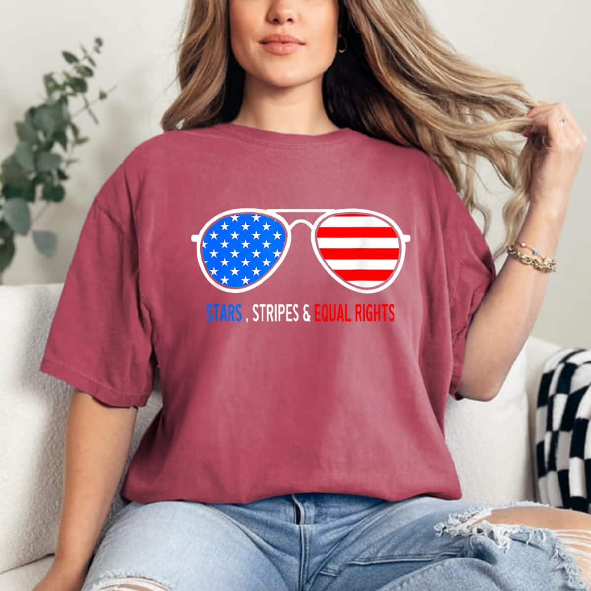 Stars Stripes & Equal Rights US Sunglasses T-Shirt