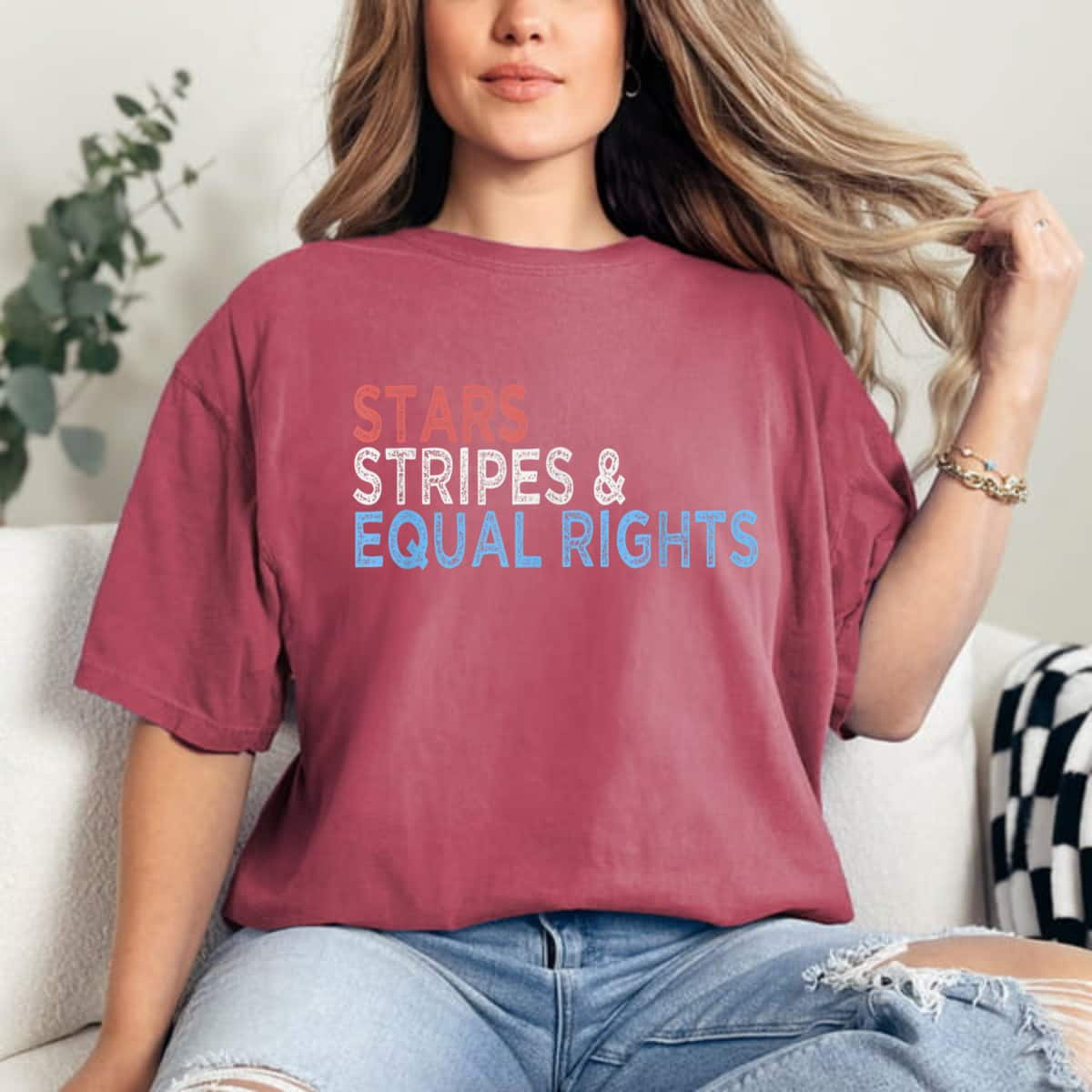 Vintage Retro Quote Stars Stripes & Equal Rights T-Shirt