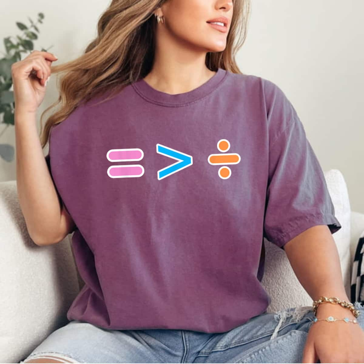 Cute Equal Is Greater Than Divided Math T-Shirt