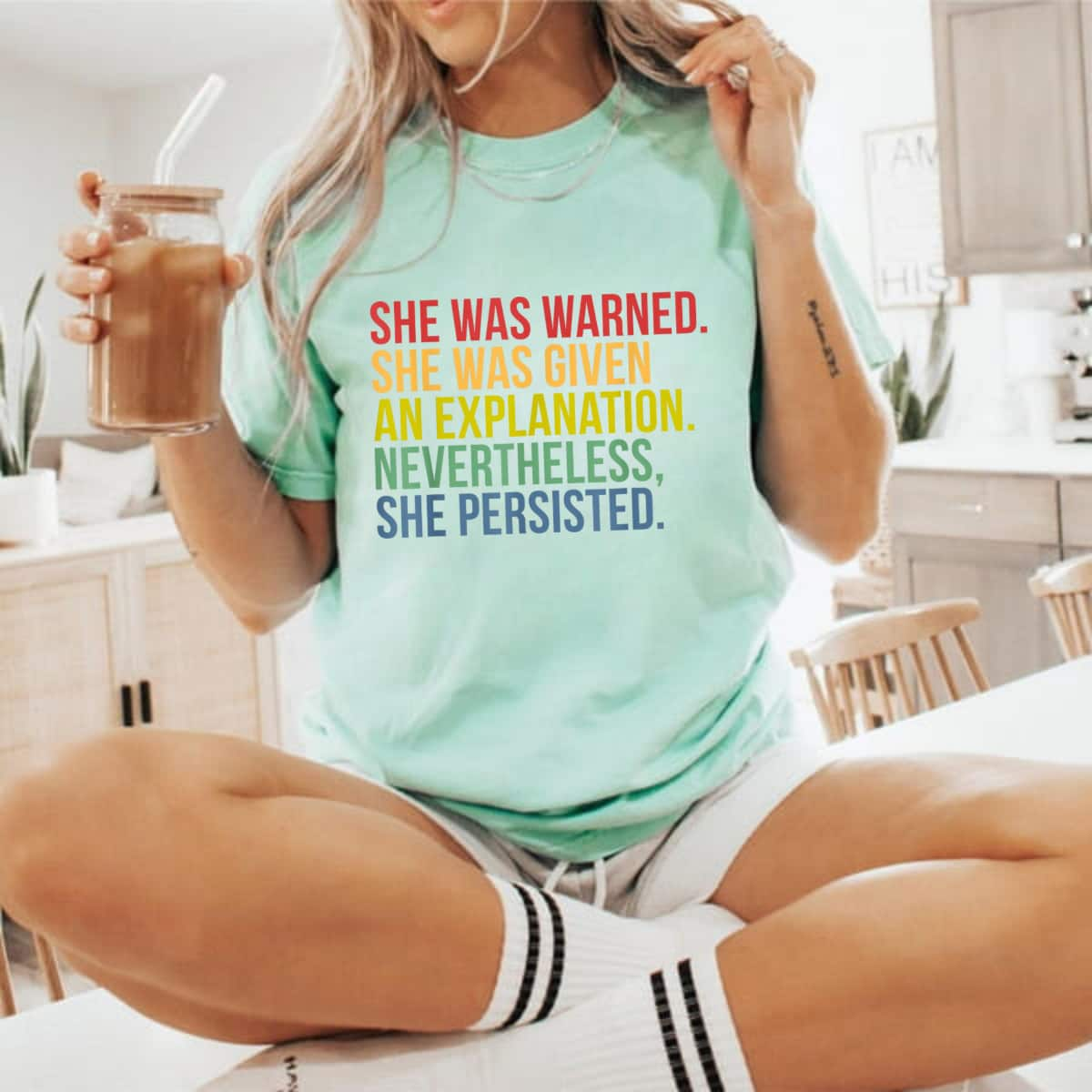 Colorful She Was Warned Nevertheless She Persisted T-Shirt