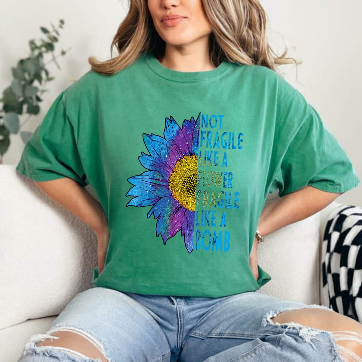 Sunflower Not Fragile Like A Flower But A Bomb Feminist Gift T-Shirt