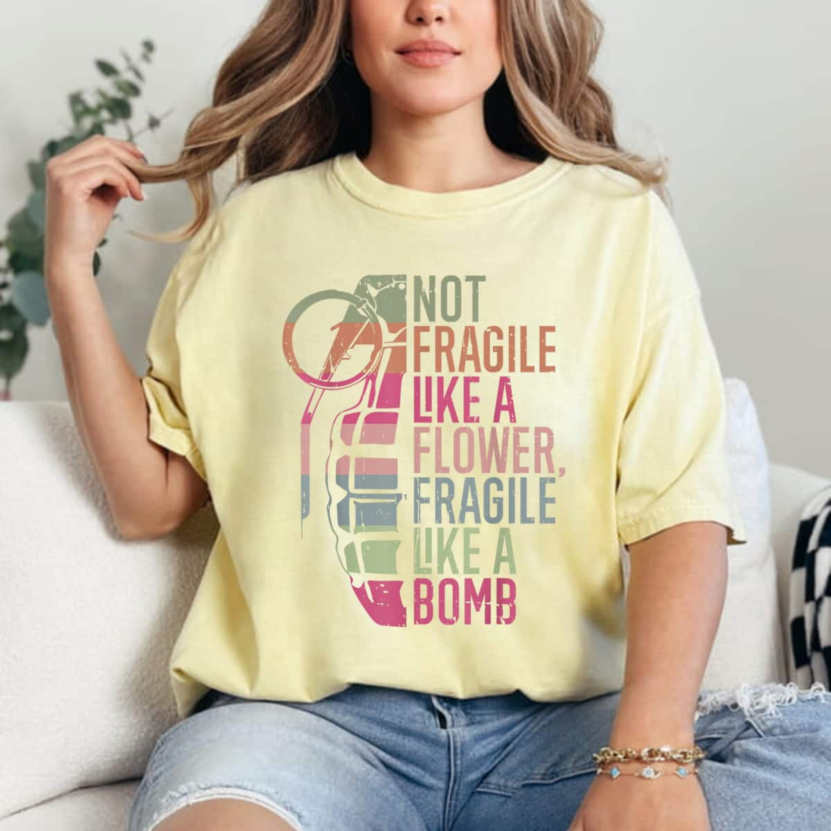 Retro Fragile Like A Bomb But Not Like A Flower T-Shirt