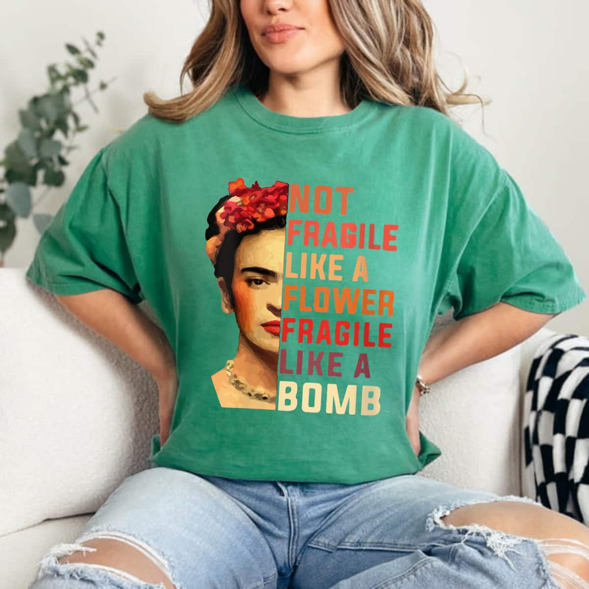 Beautiful Womens Not Fragile Like A Flower Fragile Like A Bomb T-Shirt