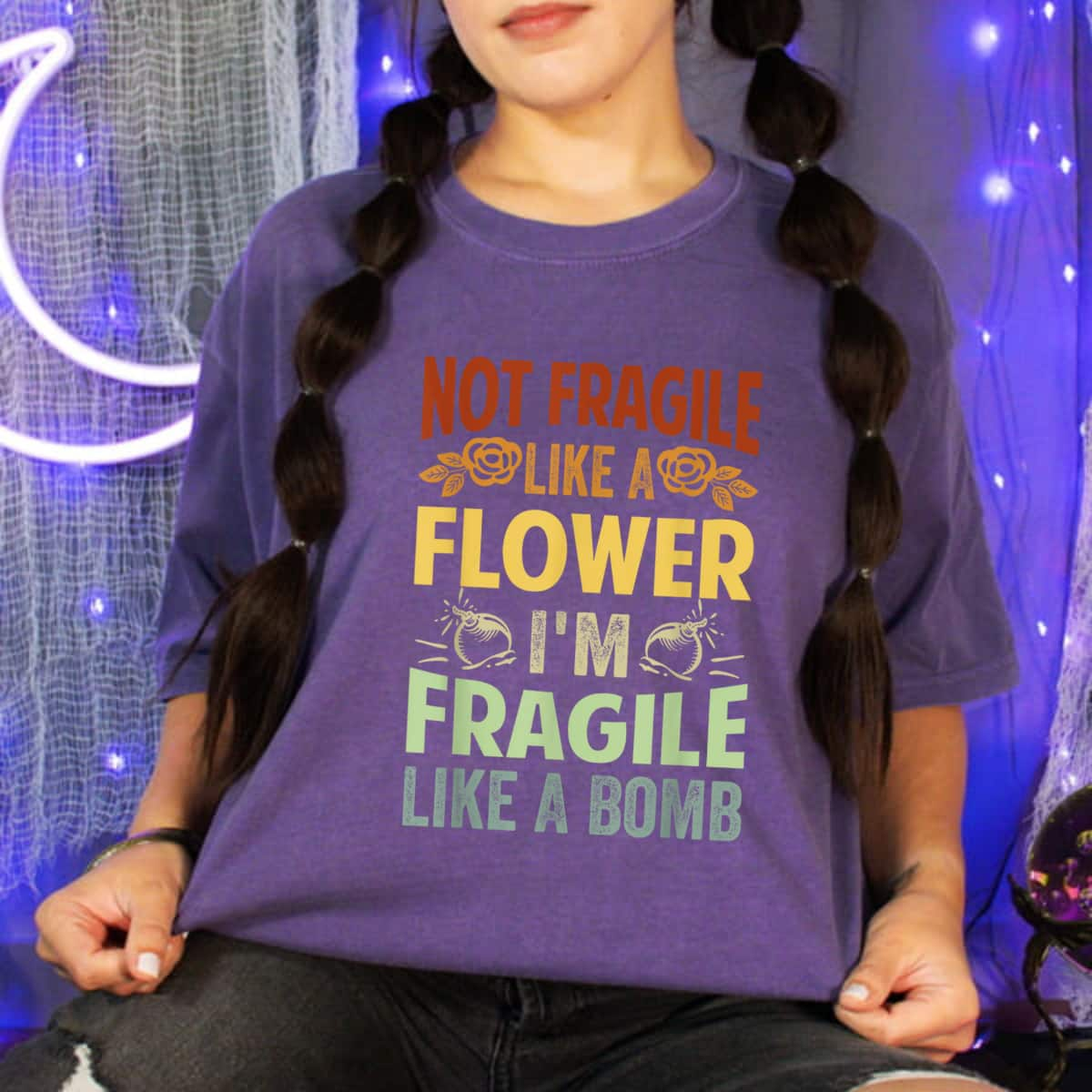 Not Fragile Like A Flower Roses Retro I'm Fragile Like A Bomb T-Shirt