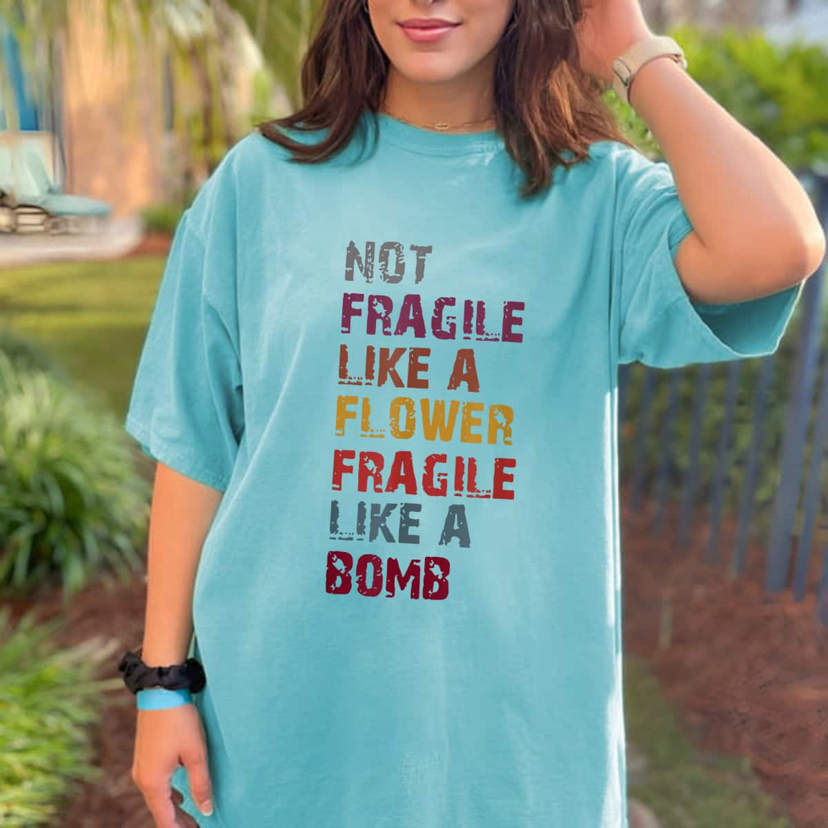 Funny Vintage Not Fragile Like A Flower Fragile Like A Bomb T-Shirt