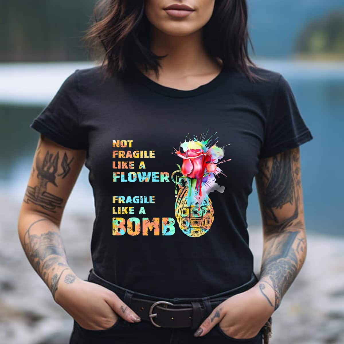 Not Fragile Like A Flower Fragile Like Bomb Ruth Bader Quote T-Shirt