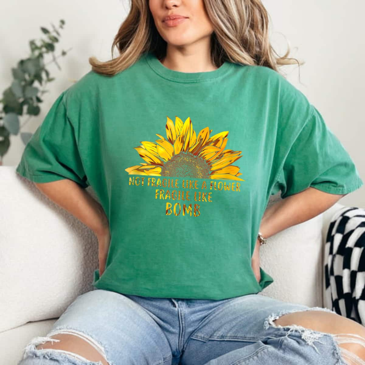 Retro Sunflower Not Fragile Like A Flower But A Bomb T-Shirt