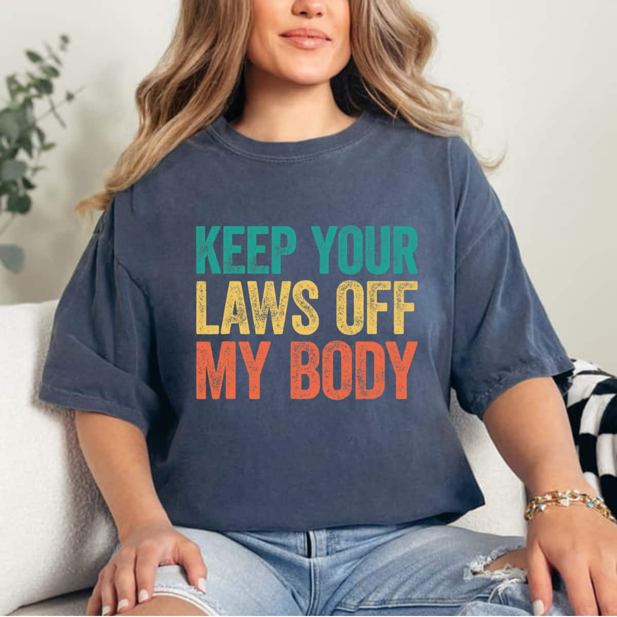 Retro Keep Your Laws Off My Body Womens Feminist Rights T-Shirt