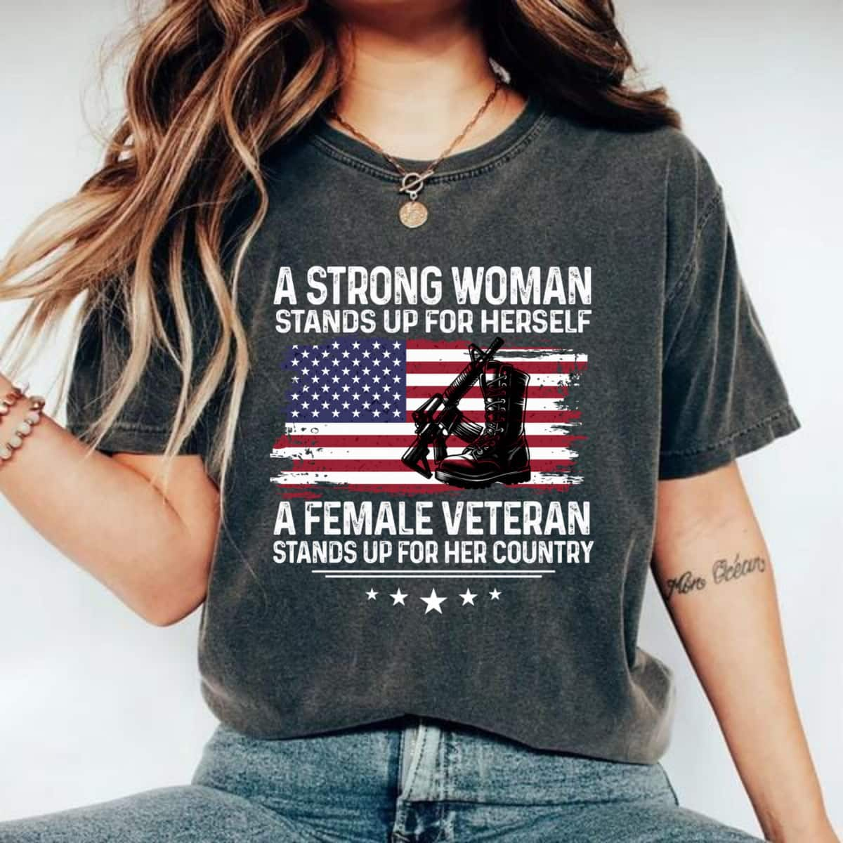 Powerful A Strong Woman Stands Up For Herself USA T-Shirt