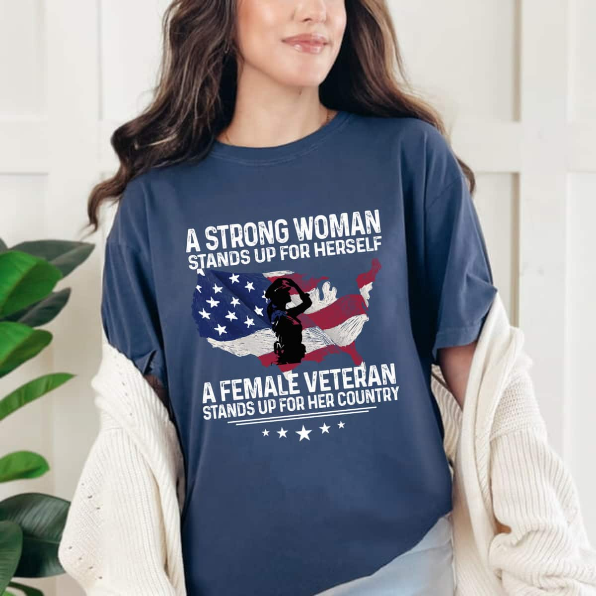 Vintage A Strong Woman Stands Up For Herself Flag T-Shirt