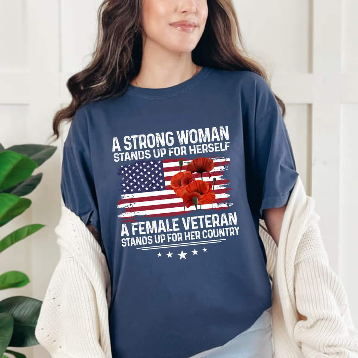 A Strong Woman Stands Up For Herself Retro Vintage Gift T-Shirt