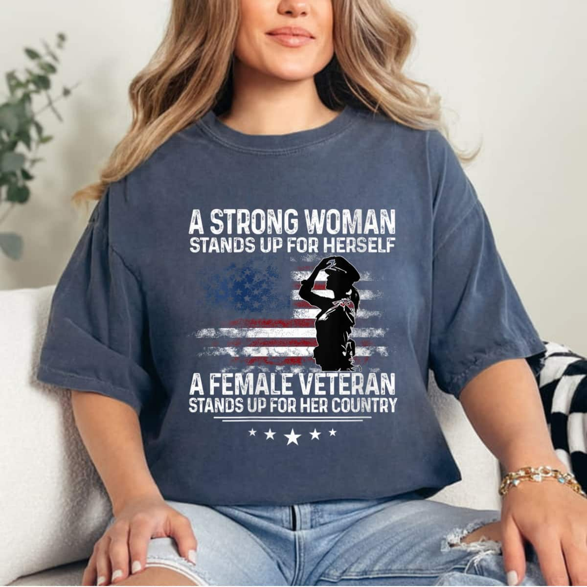 A Strong Woman Stands Up For Herself Trendy Quotes T-Shirt