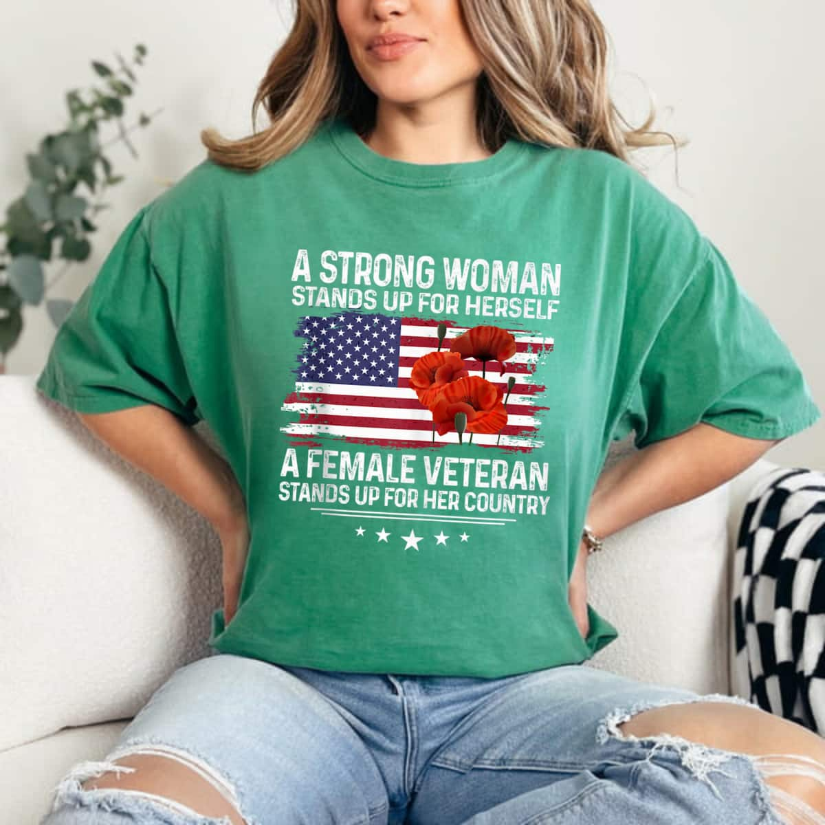 A Strong Woman Stands Up For Herself Red Floral T-Shirt