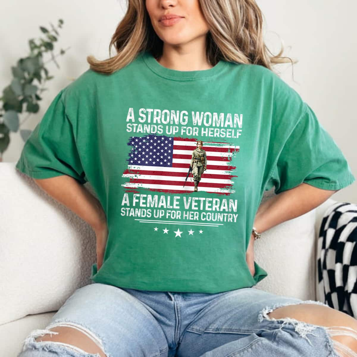 A Strong Woman Stands Up For Herself Flag T-Shirt