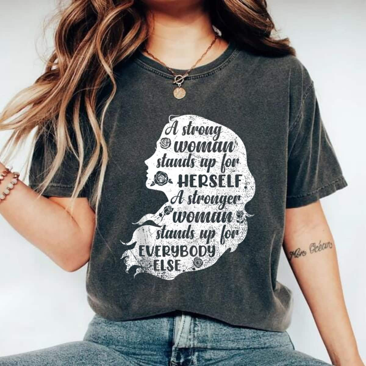 Funny A Strong Woman Stands Up For HerselfFor Others Month T-Shirt