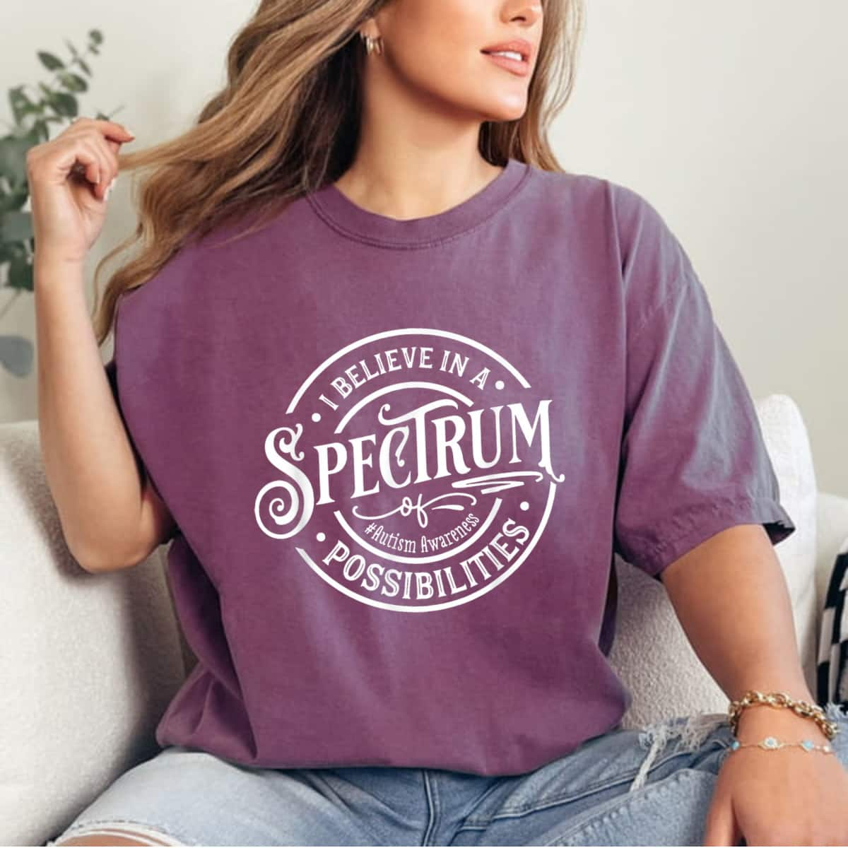 Autism Awarenes I Believe In A Spectrum Possibilities T-Shirt