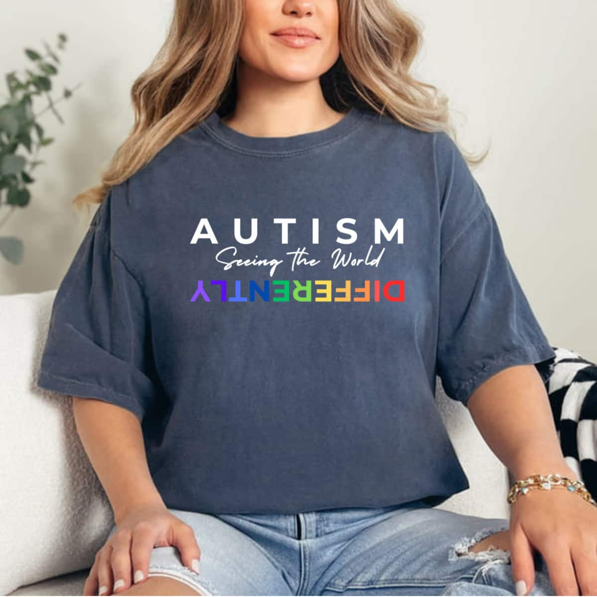 Rainbow Autism Awareness Seeing The World Differently T-Shirt