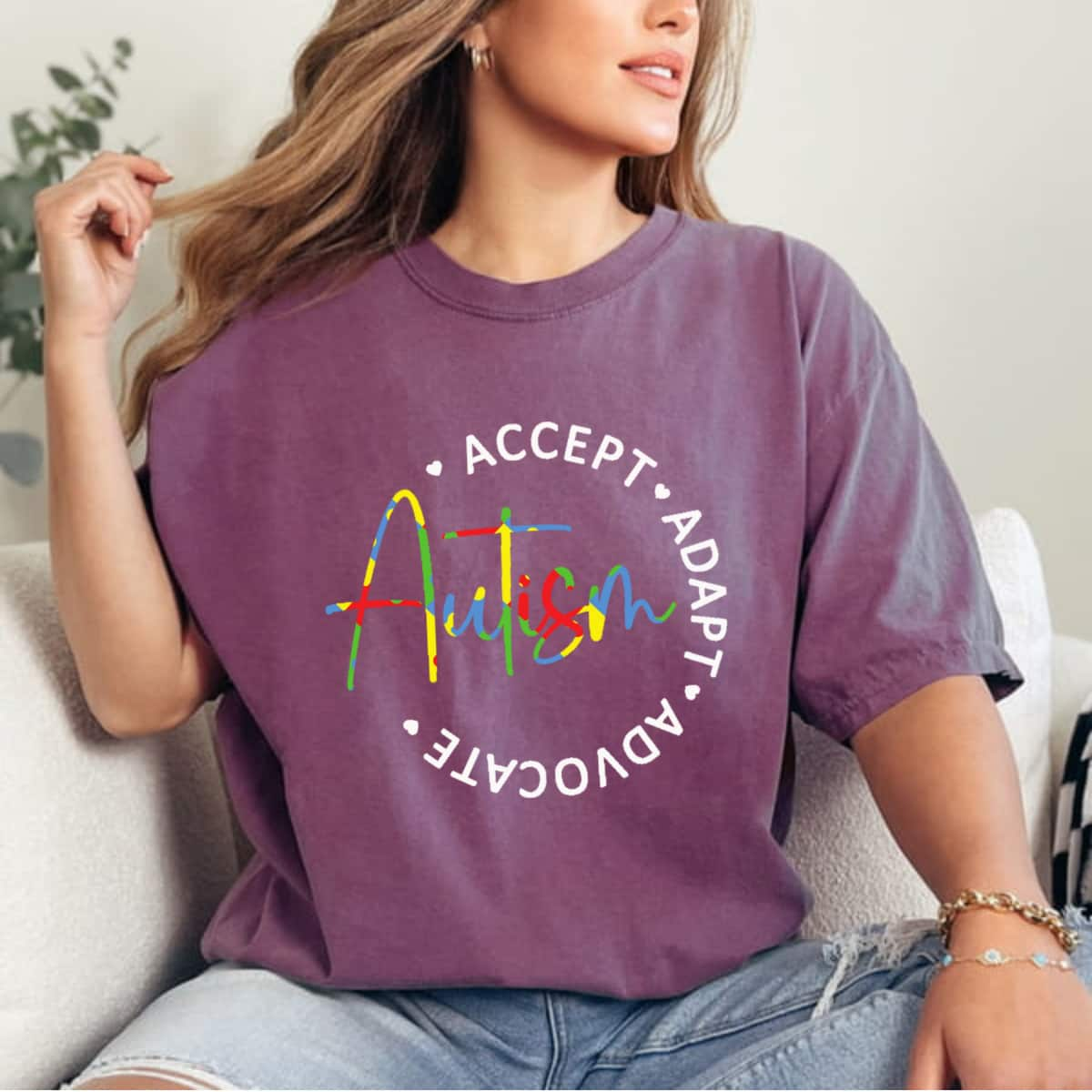 Strong Autism Awareness Accept Adapt Advocate T-Shirt