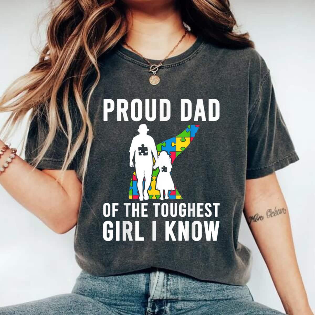 Proud Dad Of The Toughest Girl I Know Autism Awareness T-Shirt