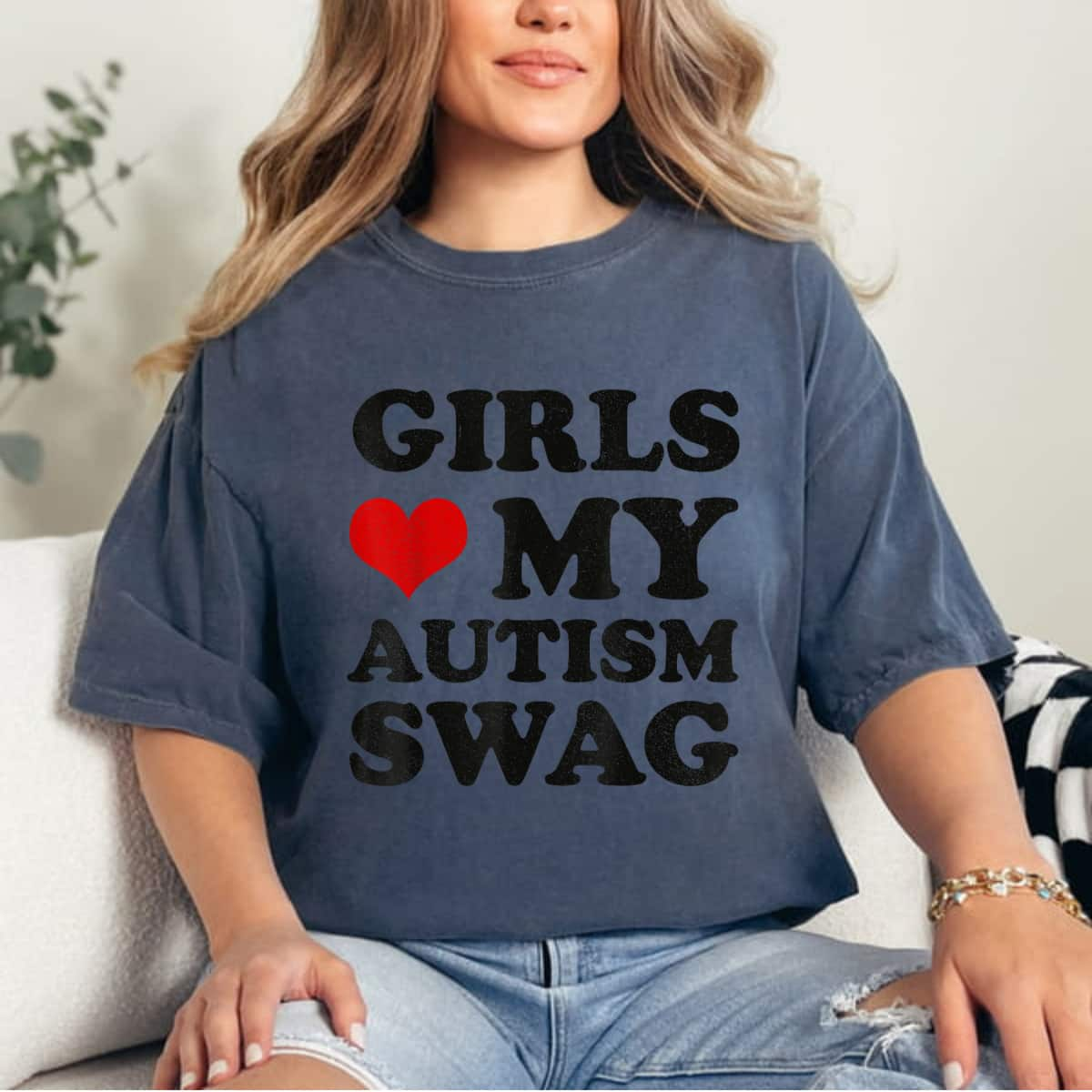 Girls Love My Autism Swag Funny Autism Awareness T-Shirt