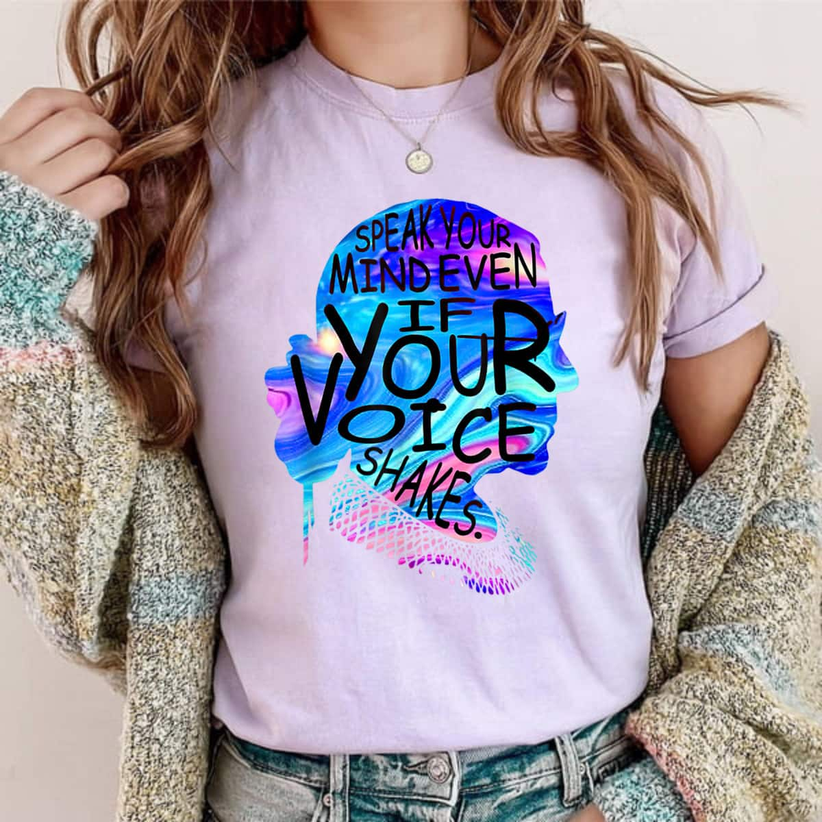 Feminist RBG Speak Your Mind Even If Your Voice Shakes Cool Quote T-Shirt