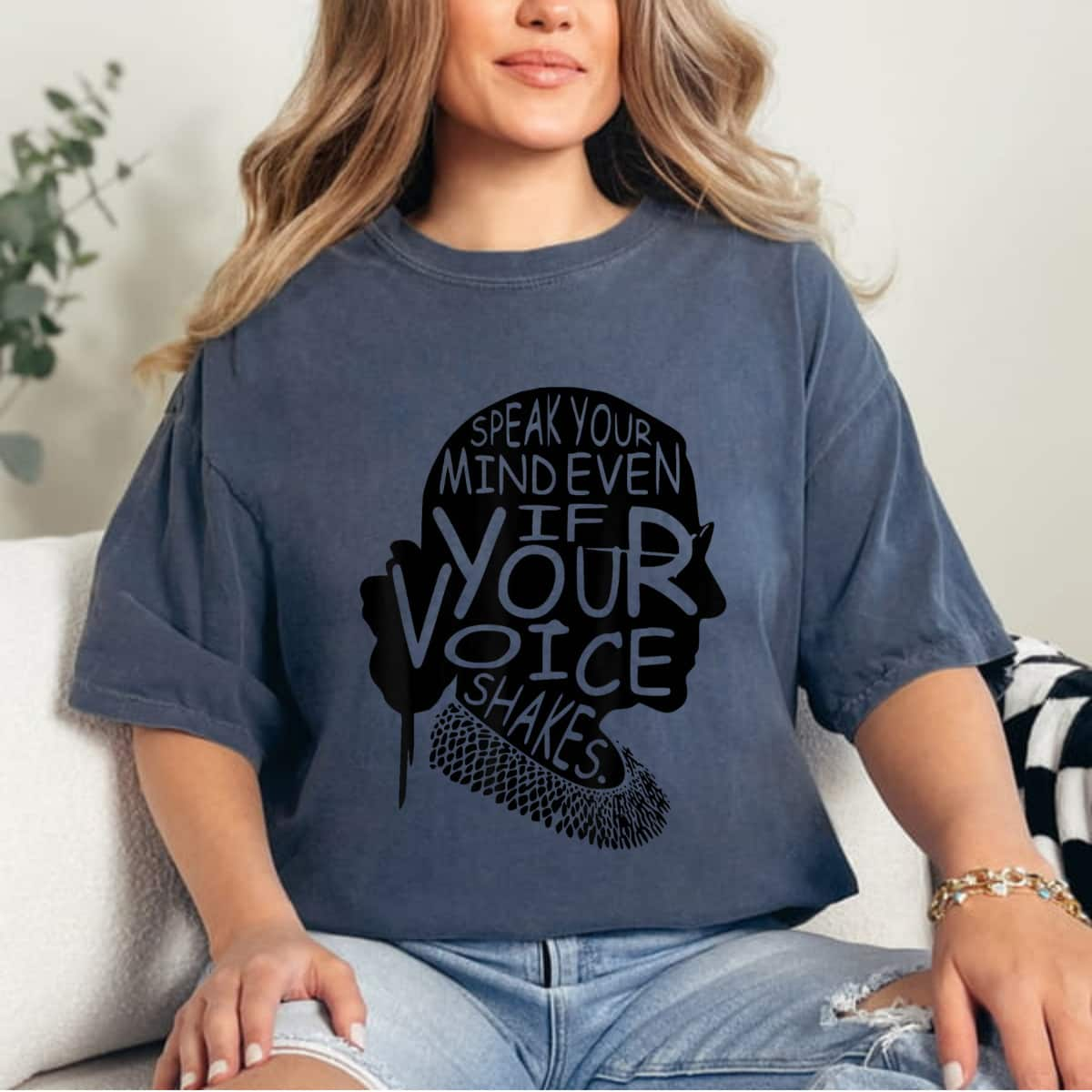 RBG Graphic Speak Your Mind Even If Your Voice Shakes T-Shirt