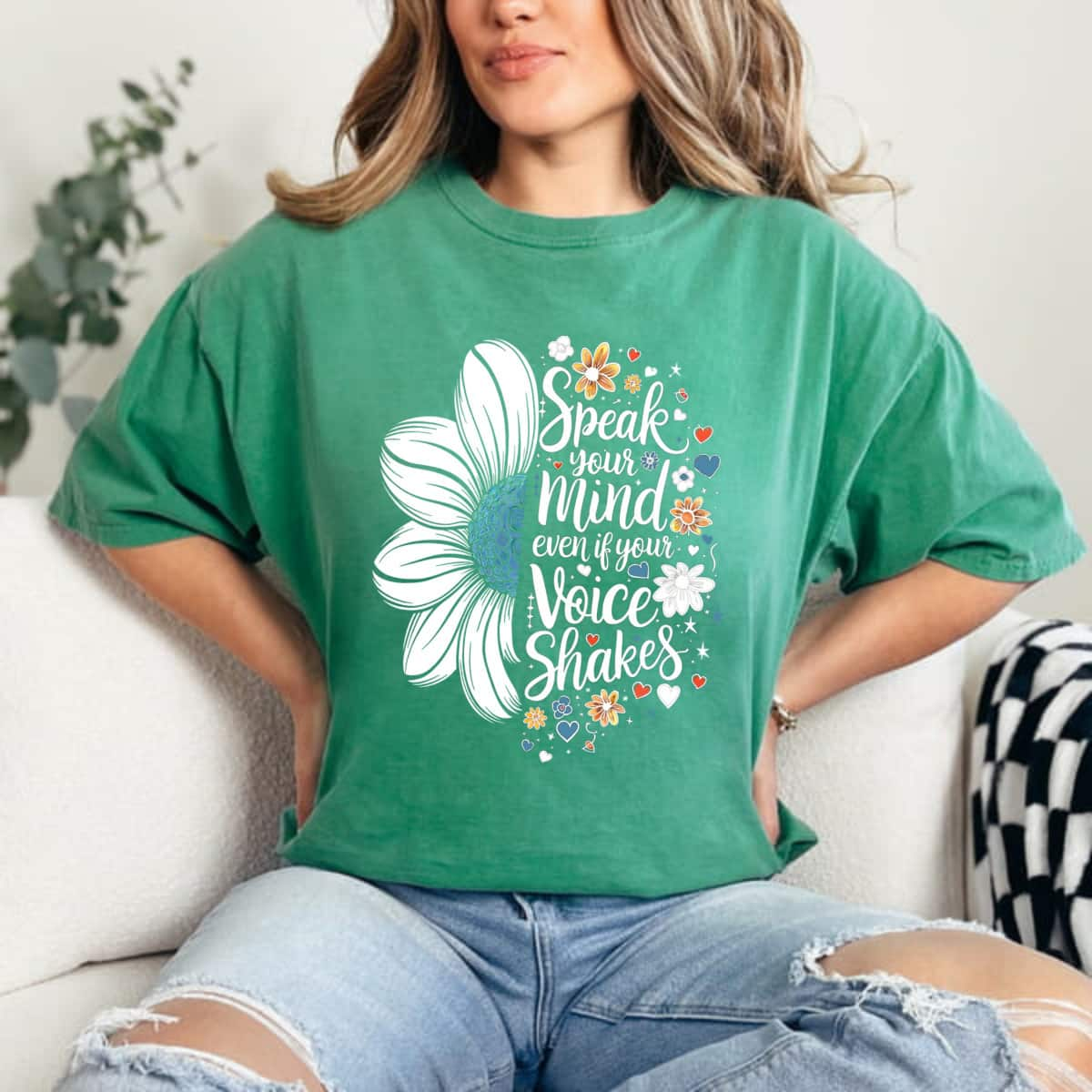 Funny Sunflower Speak Your Mind Even If Your Voice Shakes T-Shirt