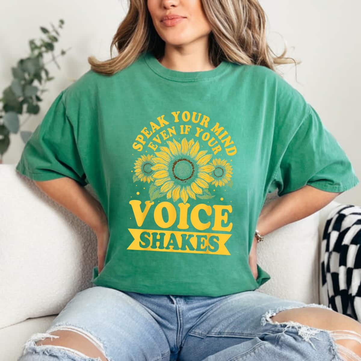 Speak Your Mind Even If Your Voice Shakes Funny Sunflower Gift T-Shirt