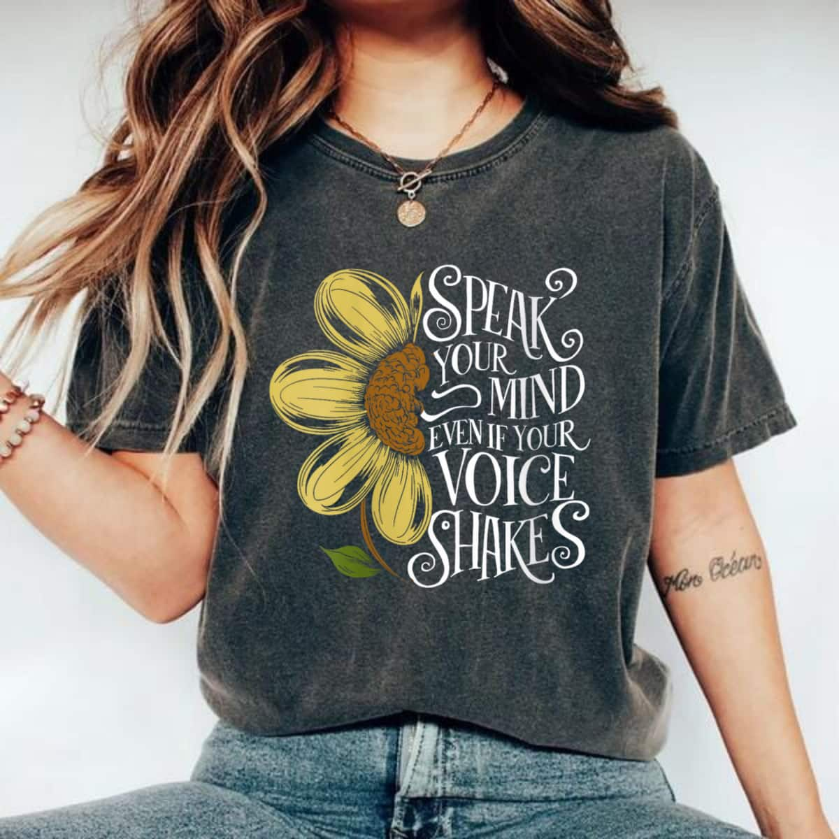 Vintage Sunflower Speak Your Mind Even If Your Voice Shakes T-Shirt