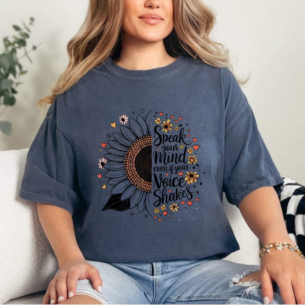 Trending Sunflower Speak Your Mind Even If Your Voice Shakes T-Shirt