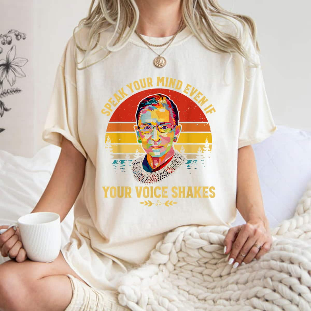 Colorful Speak Your Mind Even If Your Voice Shakes RBG Graphic T-Shirt