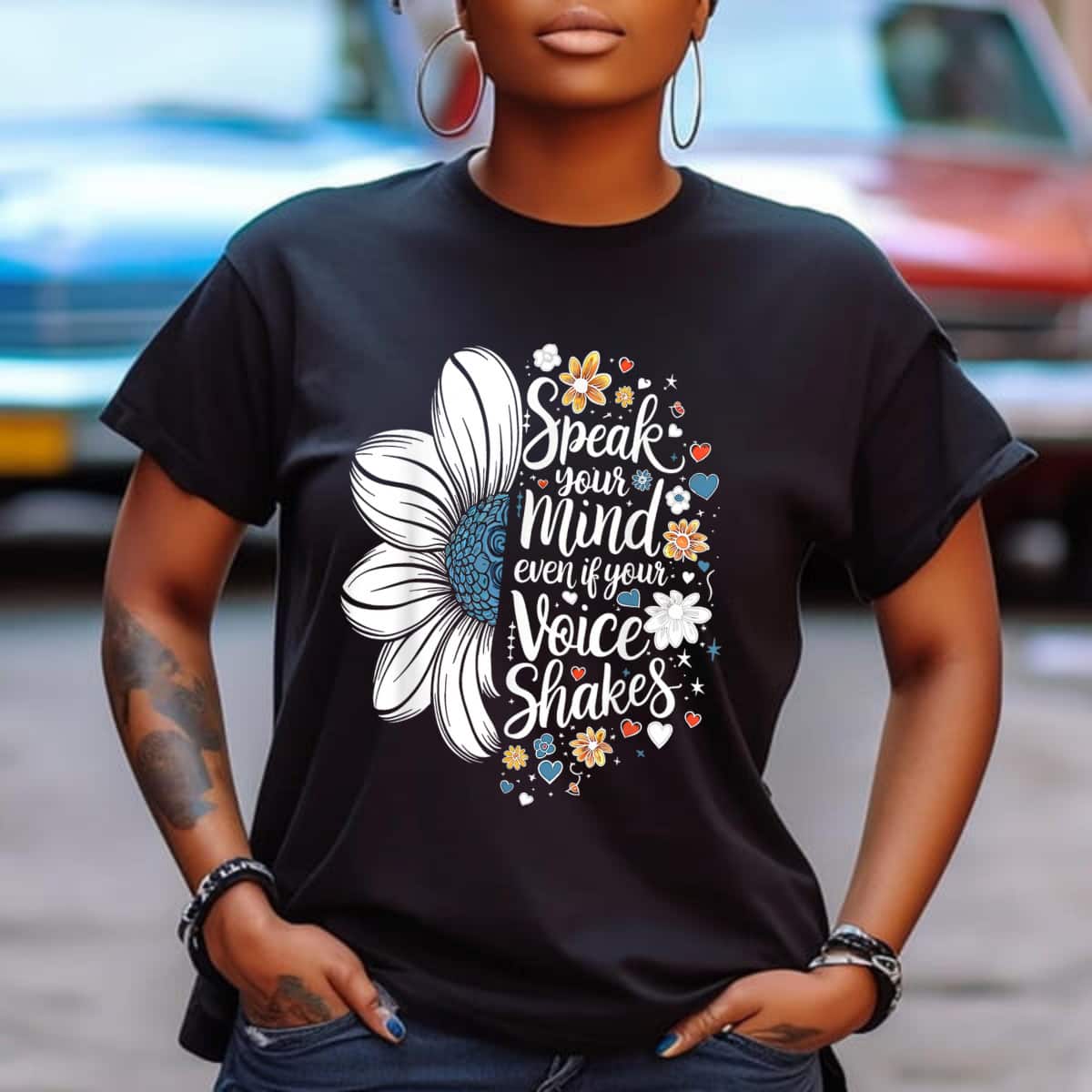 Classic Quote Sunflower Speak Your Mind Even If Your Voice Shakes T-Shirt