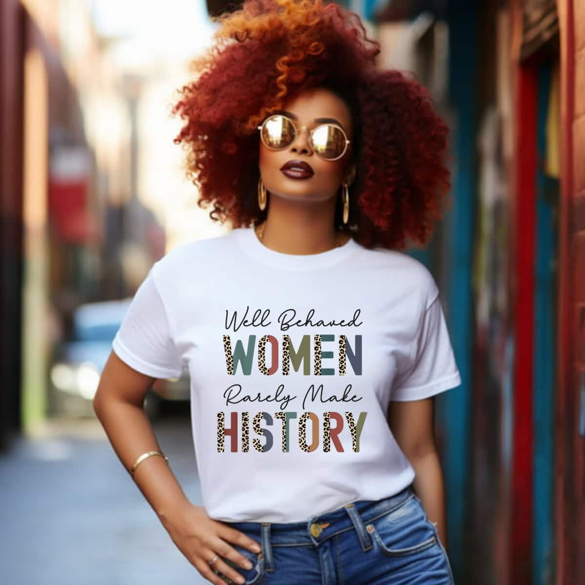 Leopard Well Behaved Women Rarely Make History Motivational Quotes T-Shirt